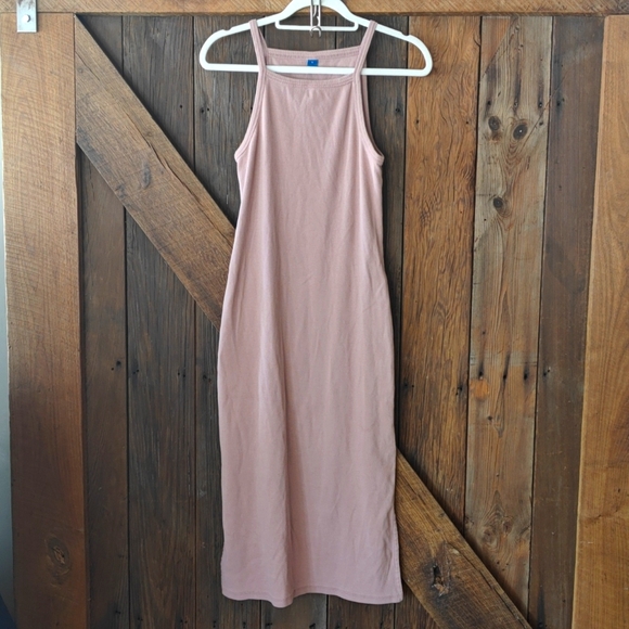 Old Navy ribbed midi bodycon dress mauve pink L - Picture 1 of 3